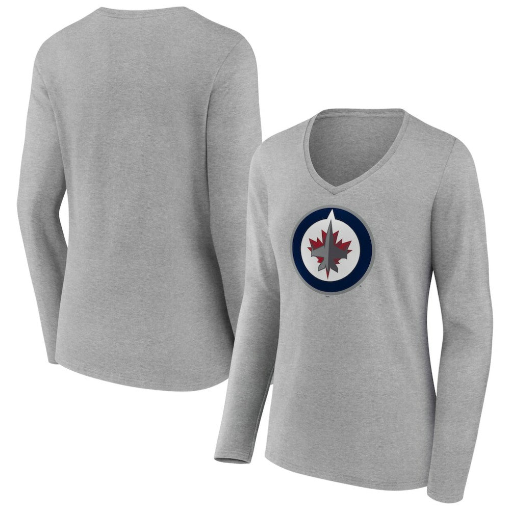 Winnipeg Jets Women's Primary Logo Long Sleeve V-Neck T-Shirt -  NHL T-shirts