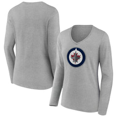 Winnipeg Jets Women's Primary Logo Long Sleeve V-Neck T-Shirt -  NHL T-shirts