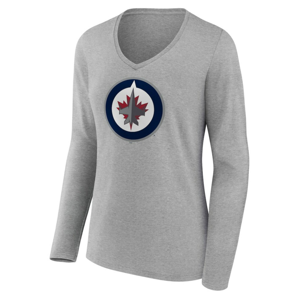 Winnipeg Jets Women's Primary Logo Long Sleeve V-Neck T-Shirt -  NHL T-shirts