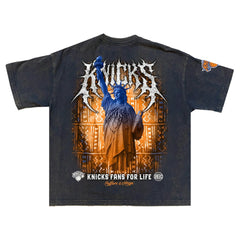 Gray New York Knicks Shock Wave Collection Premium T-Shirt | NBA