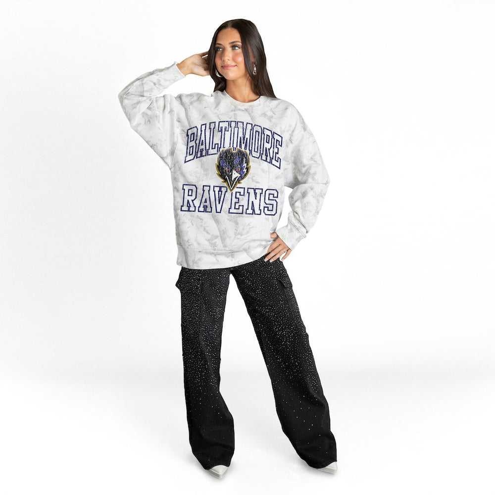Baltimore Ravens Gameday Couture Women's Whiteout Oversized Premium Fleece Sweatshirt | NFL New