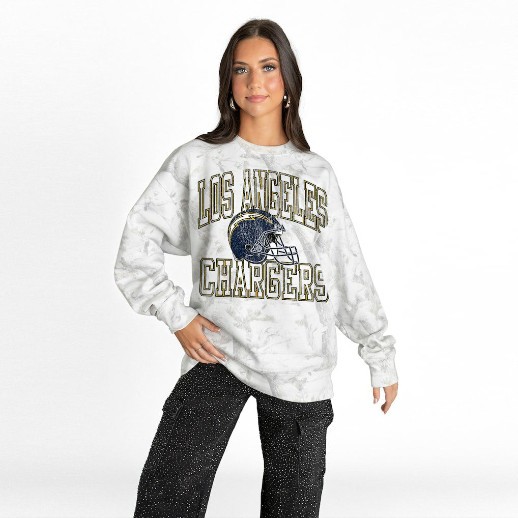 Los Angeles Chargers Gameday Couture Women's Whiteout Oversized Premium Fleece Sweatshirt | NFL Online