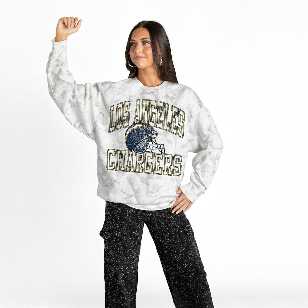Los Angeles Chargers Gameday Couture Women's Whiteout Oversized Premium Fleece Sweatshirt | NFL Online