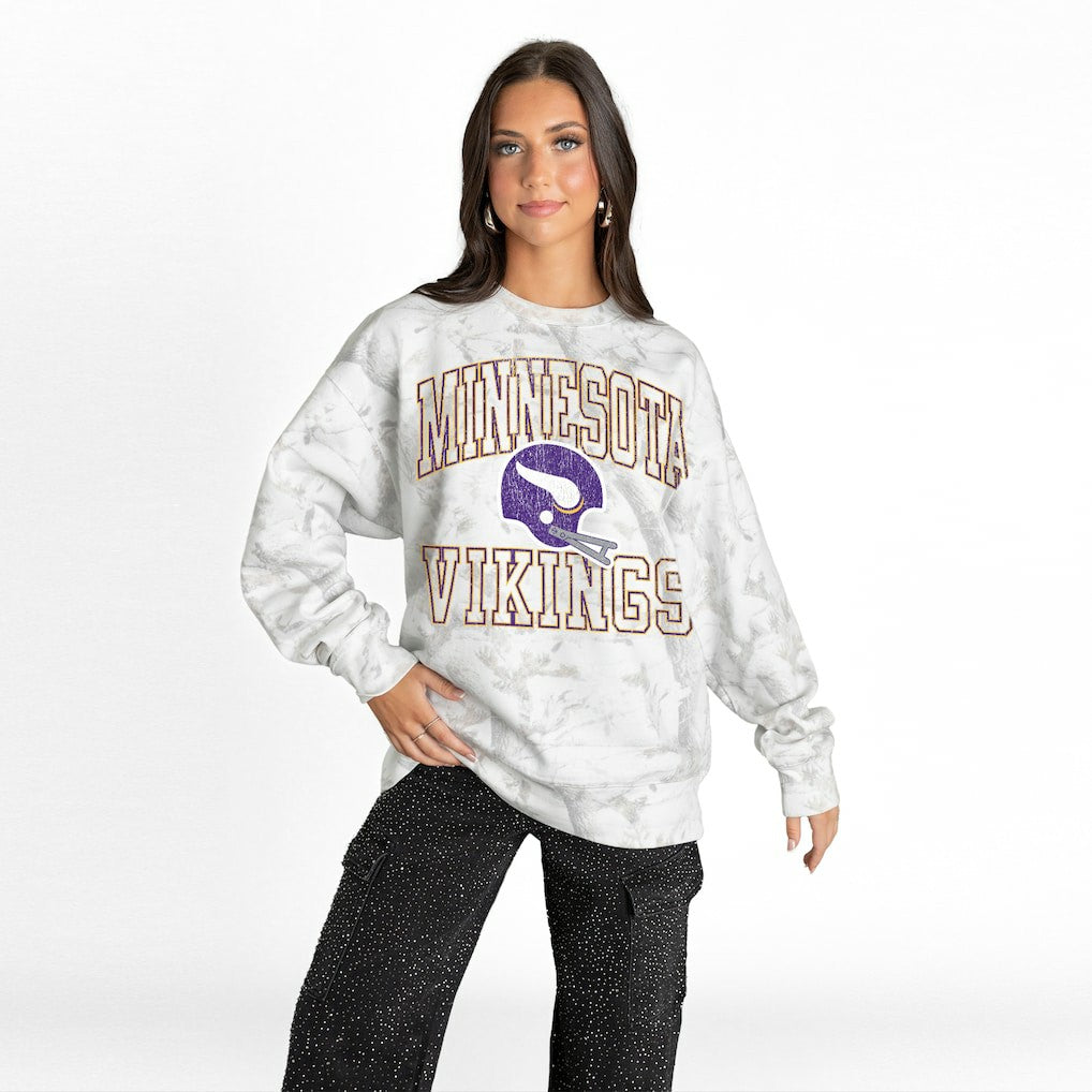 Minnesota Vikings Gameday Couture Women's Whiteout Oversized Premium Fleece Sweatshirt | NFL Discount
