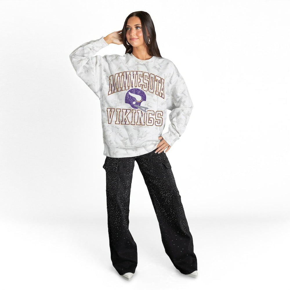 Minnesota Vikings Gameday Couture Women's Whiteout Oversized Premium Fleece Sweatshirt | NFL Discount