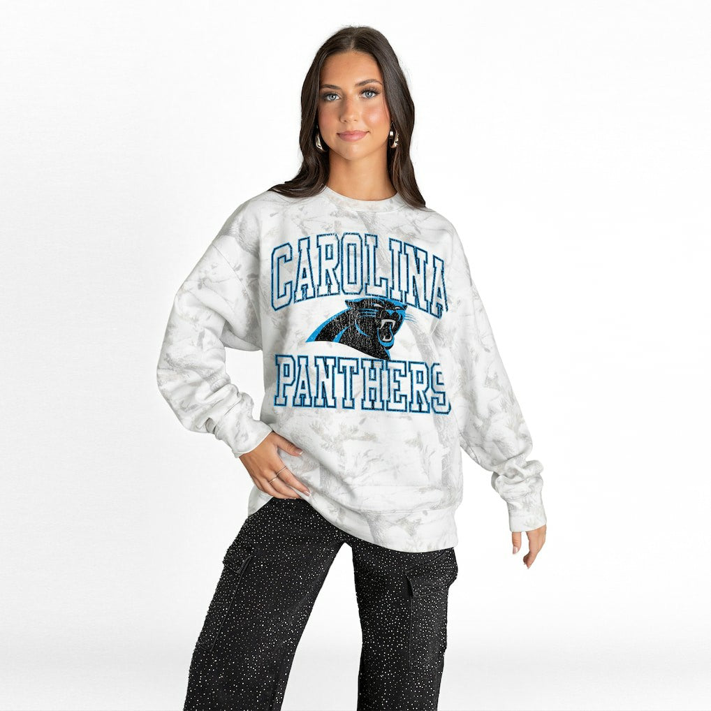 Carolina Panthers Gameday Couture Women's Whiteout Oversized Premium Fleece Sweatshirt | NFL On sale