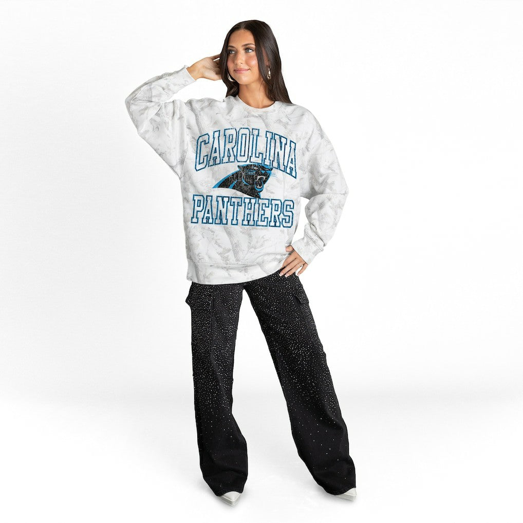 Carolina Panthers Gameday Couture Women's Whiteout Oversized Premium Fleece Sweatshirt | NFL On sale