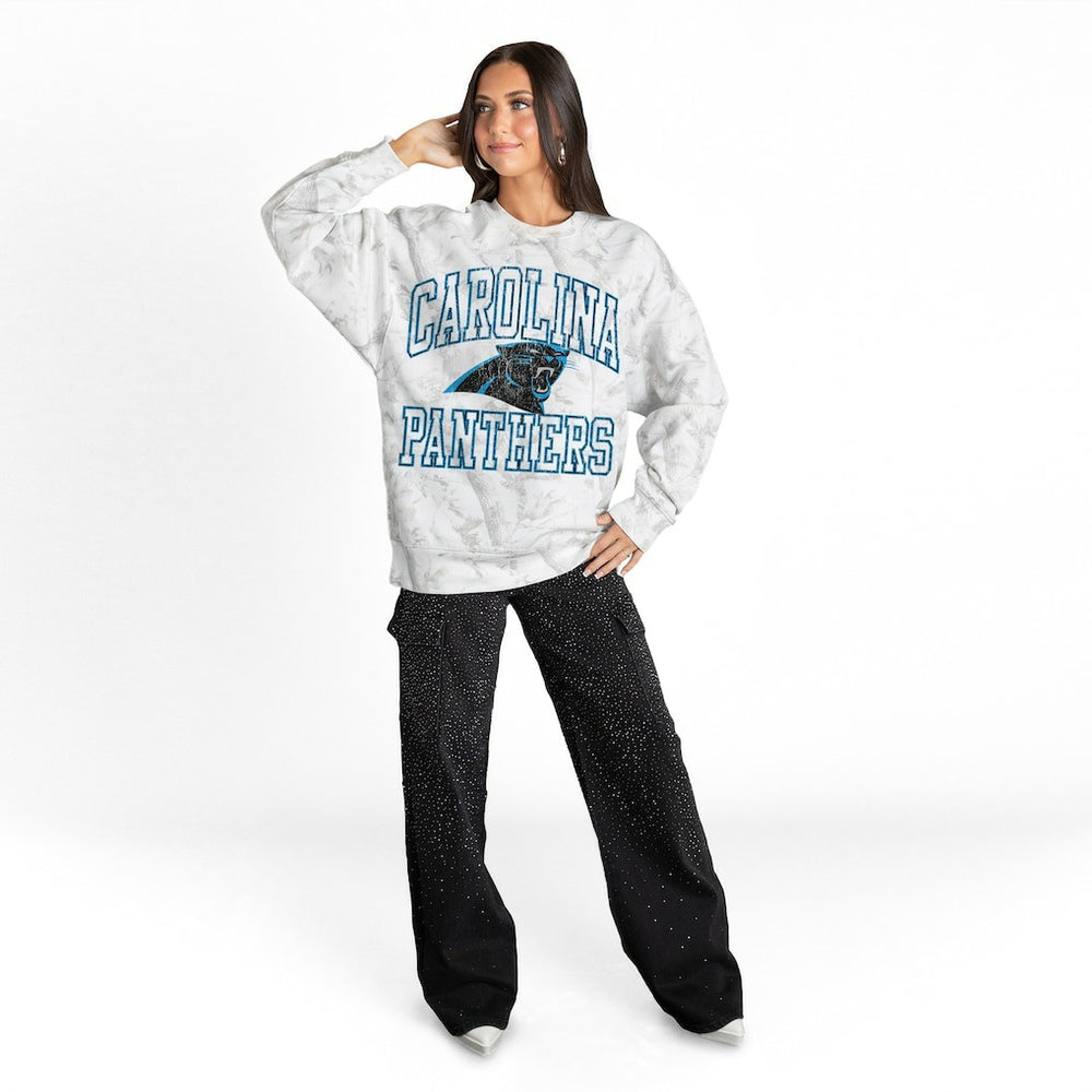 Carolina Panthers Gameday Couture Women's Whiteout Oversized Premium Fleece Sweatshirt | NFL On sale