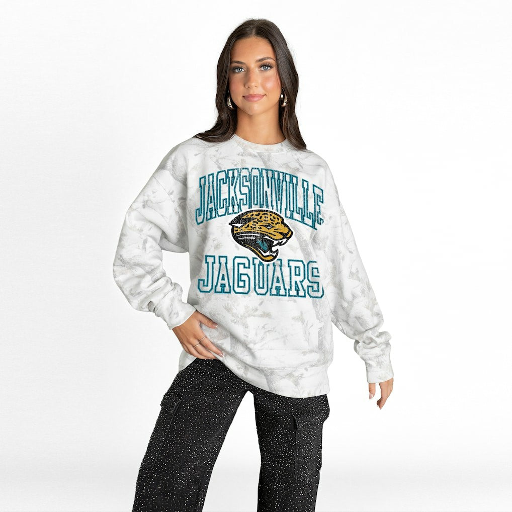 Jacksonville Jaguars Gameday Couture Women's Whiteout Oversized Premium Fleece Sweatshirt | NFL Discount