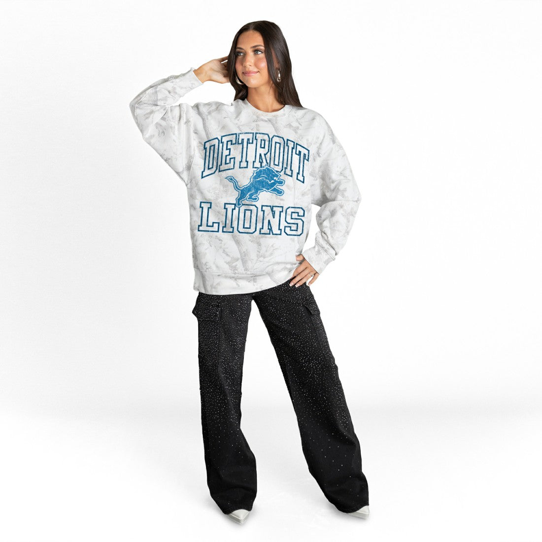 Detroit Lions Gameday Couture Women's Whiteout Oversized Premium Fleece Sweatshirt | NFL Sale