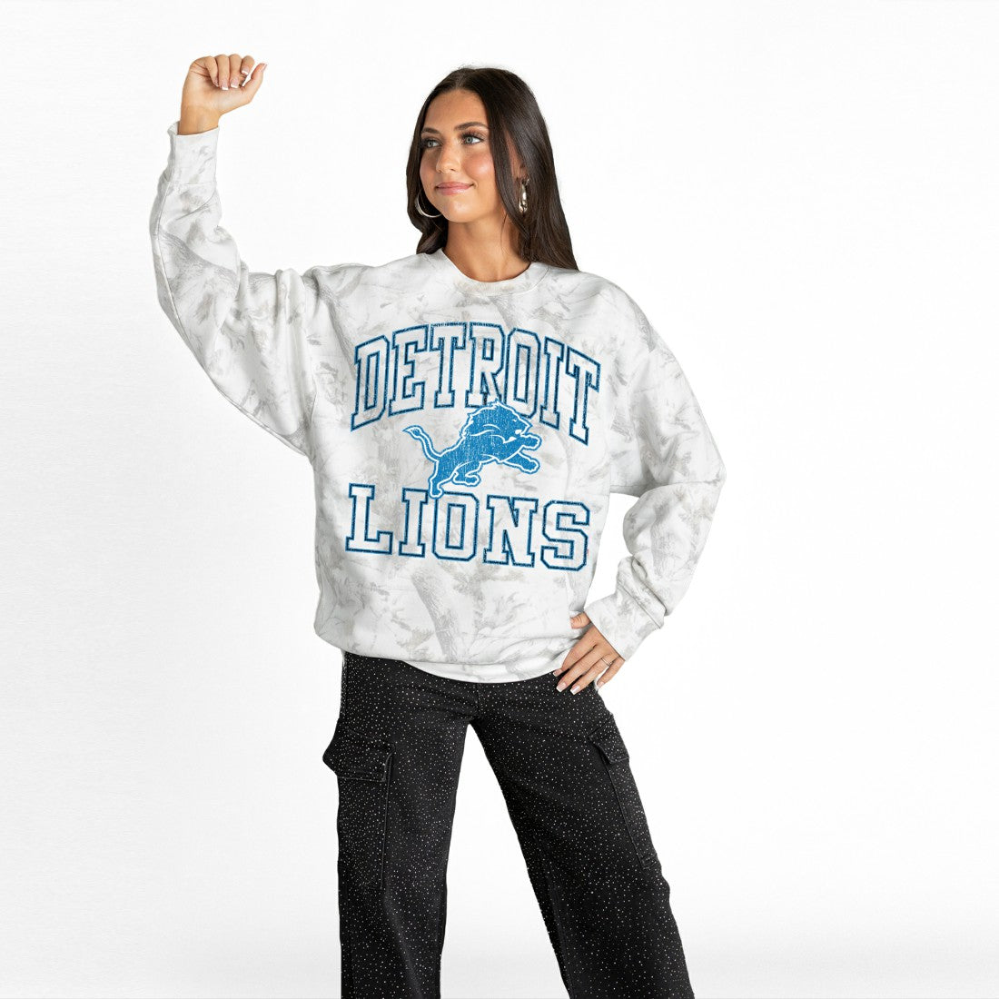 Detroit Lions Gameday Couture Women's Whiteout Oversized Premium Fleece Sweatshirt | NFL Sale