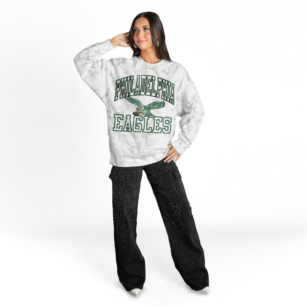 Philadelphia Eagles Gameday Couture Women's Whiteout Oversized Premium Fleece Sweatshirt | NFL Hot