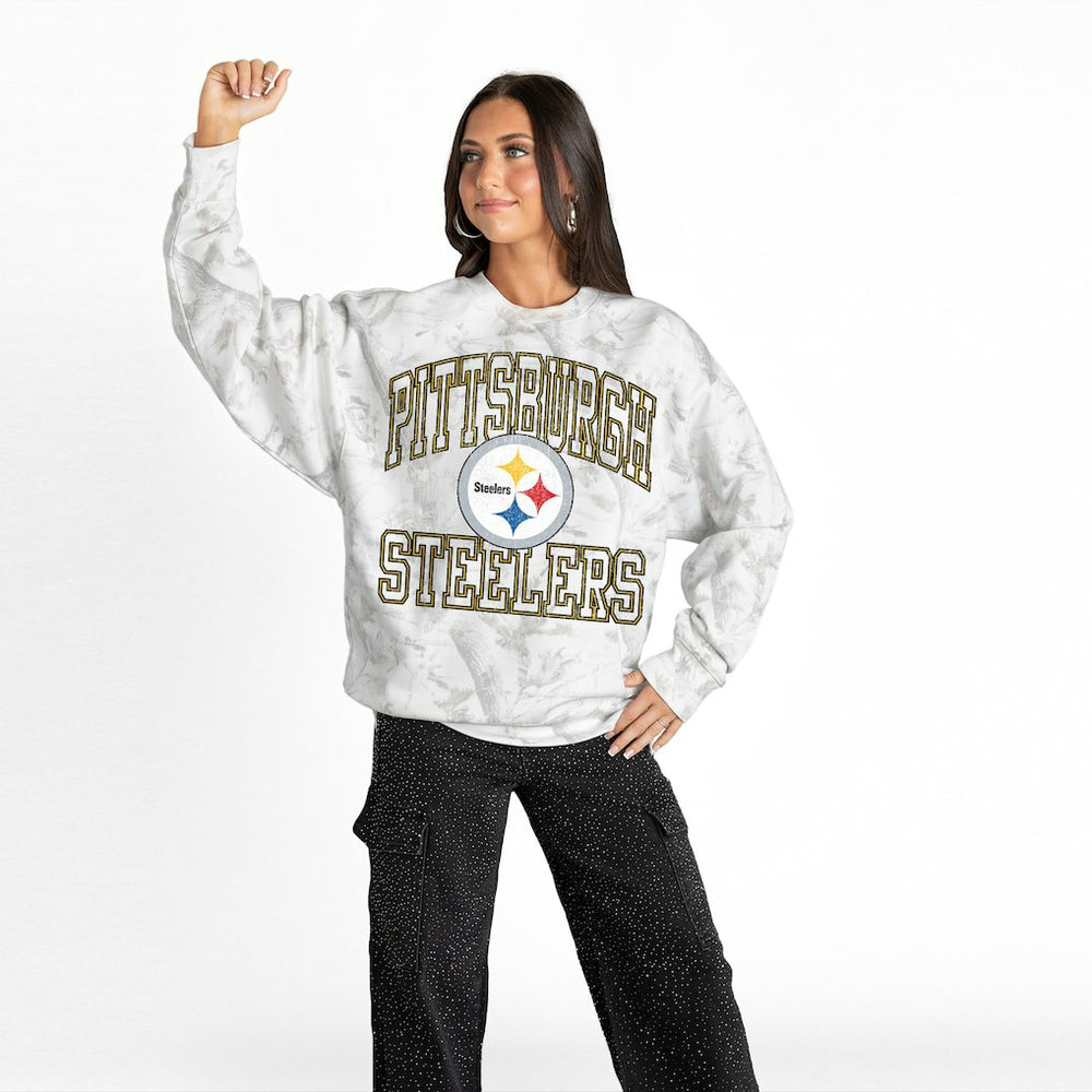 Pittsburgh Steelers Gameday Couture Women's Whiteout Oversized Premium Fleece Sweatshirt | NFL US