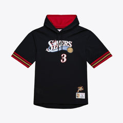 Black Allen Iverson Philadelphia 76ers Mesh Name & Number Short Sleeve Hoodie | NBA