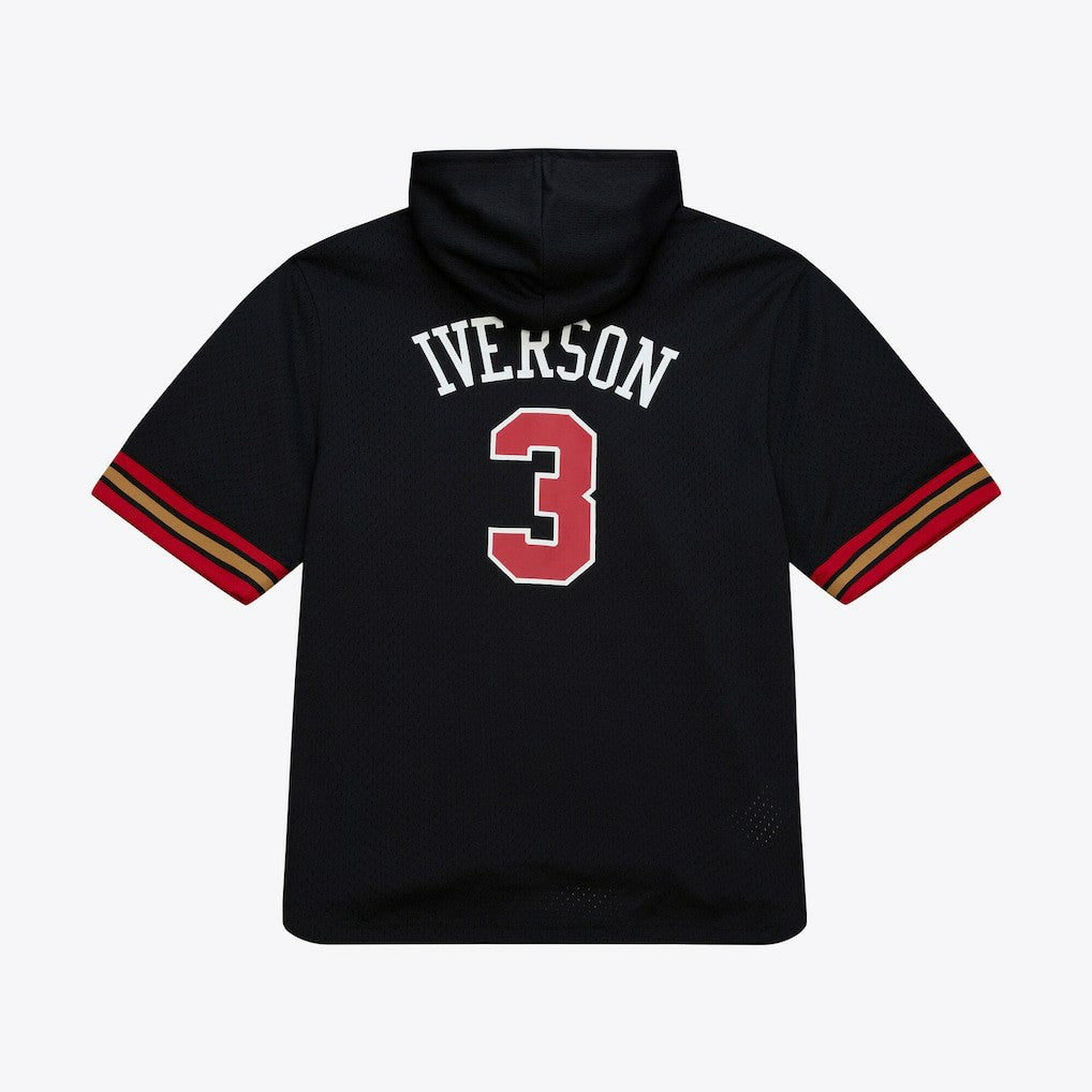 Black Allen Iverson Philadelphia 76ers Mesh Name & Number Short Sleeve Hoodie | NBA