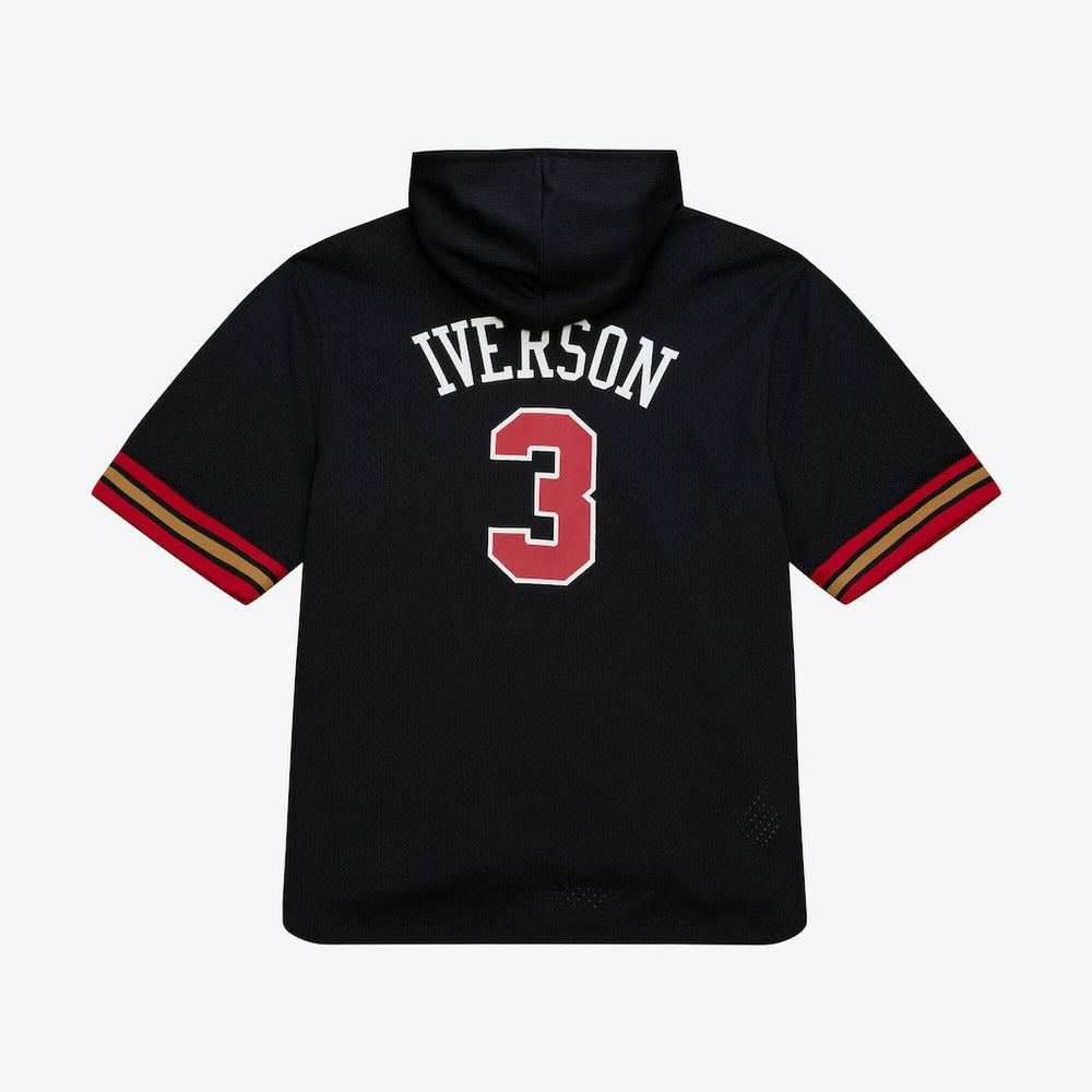 Black Allen Iverson Philadelphia 76ers Mesh Name & Number Short Sleeve Hoodie | NBA