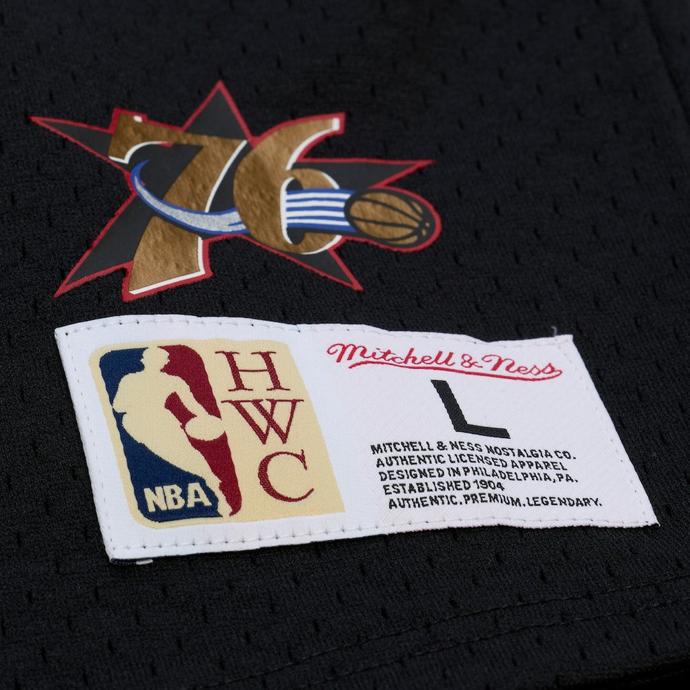Black Allen Iverson Philadelphia 76ers Mesh Name & Number Short Sleeve Hoodie | NBA