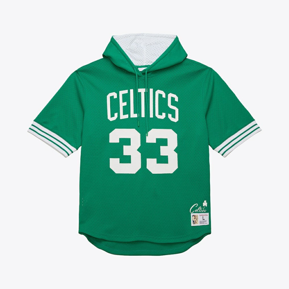 Kelly Green Larry Bird Boston Celtics Mesh Name & Number Short Sleeve Hoodie | NBA
