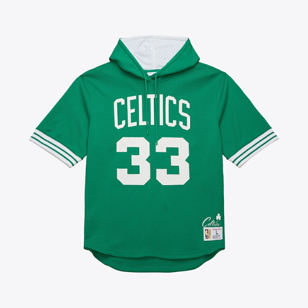 Kelly Green Larry Bird Boston Celtics Mesh Name & Number Short Sleeve Hoodie | NBA