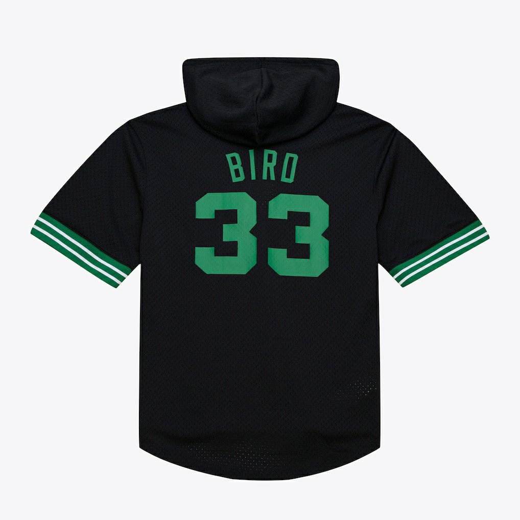 Black Larry Bird Boston Celtics Mesh Name & Number Short Sleeve Hoodie | NBA