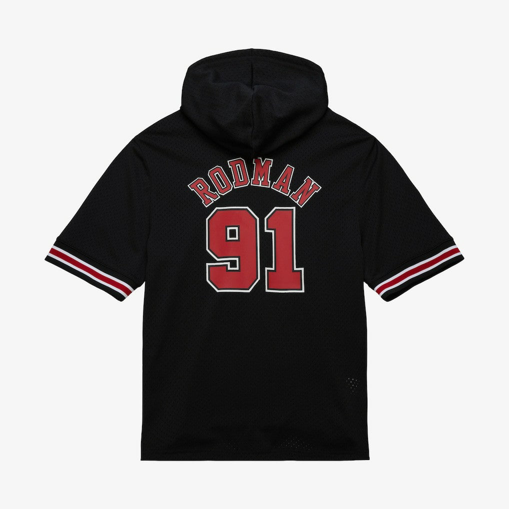 Black Dennis Rodman Chicago Bulls Mesh Name & Number Short Sleeve Hoodie sale | NBA