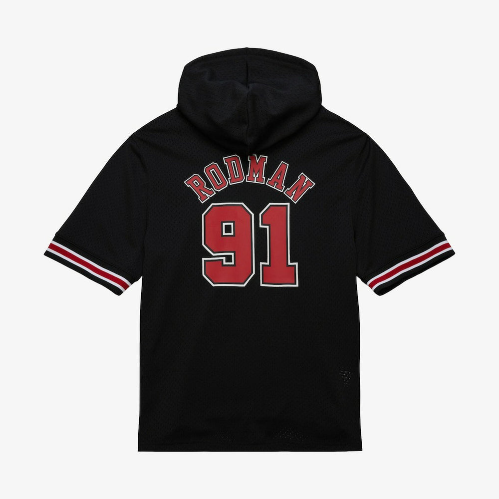 Black Dennis Rodman Chicago Bulls Mesh Name & Number Short Sleeve Hoodie sale | NBA