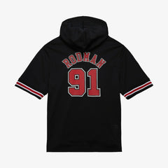 Black Dennis Rodman Chicago Bulls Mesh Name & Number Short Sleeve Hoodie sale | NBA