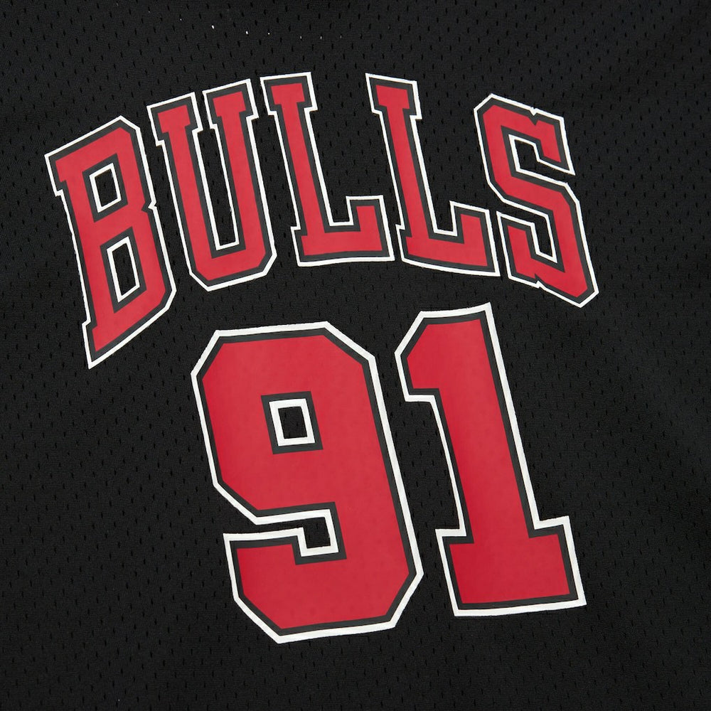Black Dennis Rodman Chicago Bulls Mesh Name & Number Short Sleeve Hoodie sale | NBA