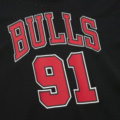 Black Dennis Rodman Chicago Bulls Mesh Name & Number Short Sleeve Hoodie sale | NBA