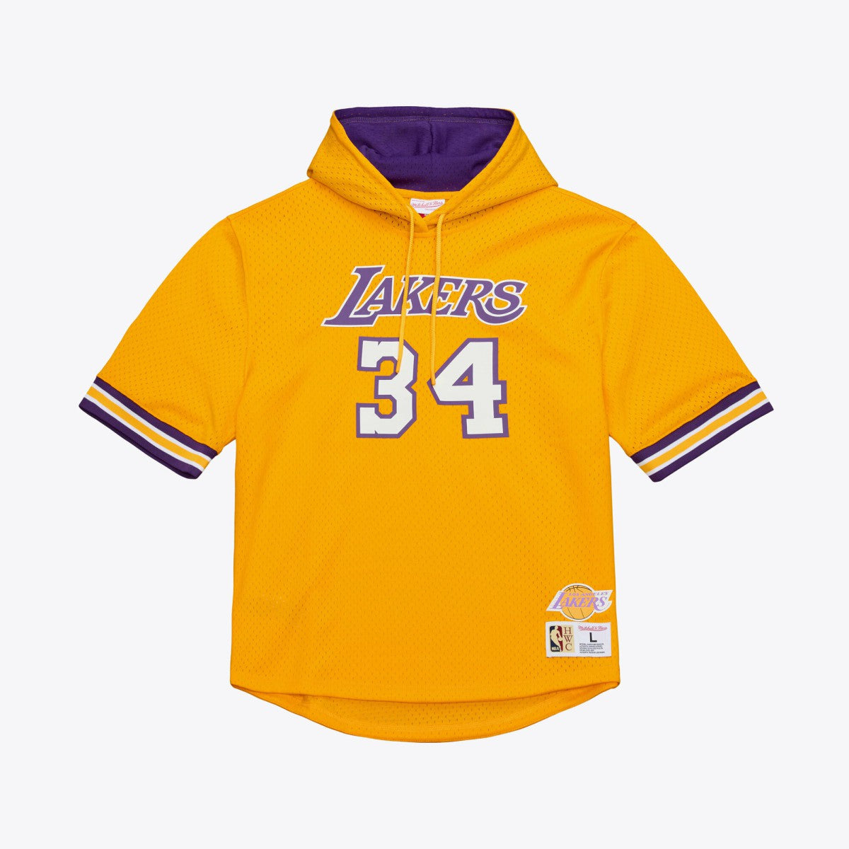 Gold Shaquille O'Neal Los Angeles Lakers Mesh Name & Number Short Sleeve Hoodie | NBA