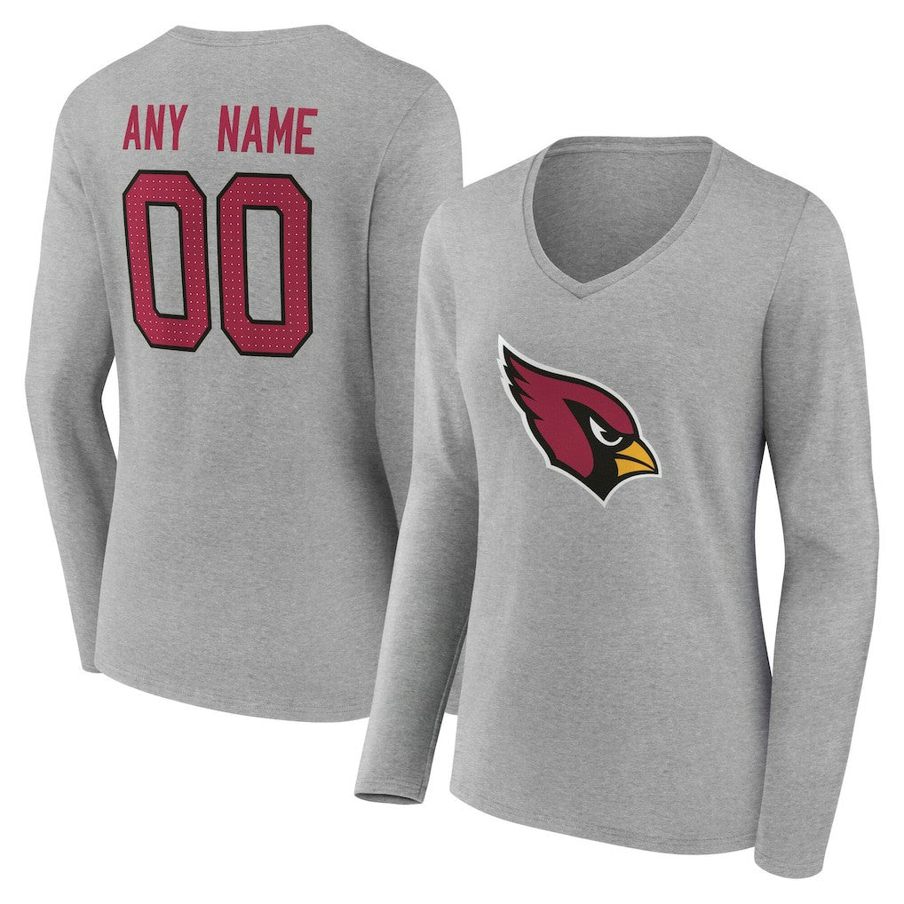 Arizona Cardinals Women's Team Authentic Personalized Name & Number Long Sleeve V-Neck T-Shirt | NFL Sale