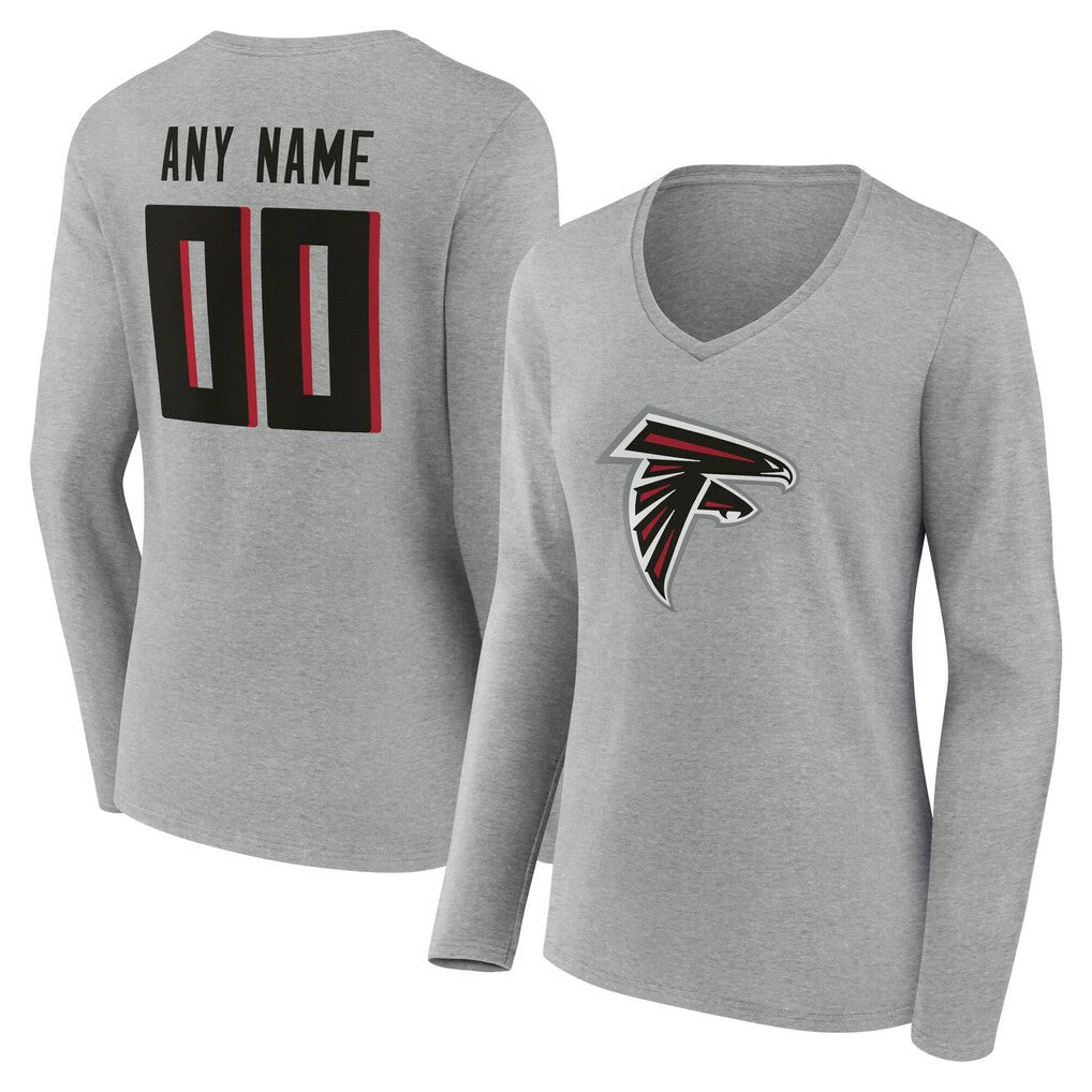 Atlanta Falcons Women's Team Authentic Personalized Name & Number Long Sleeve V-Neck T-Shirt | NFL Near me