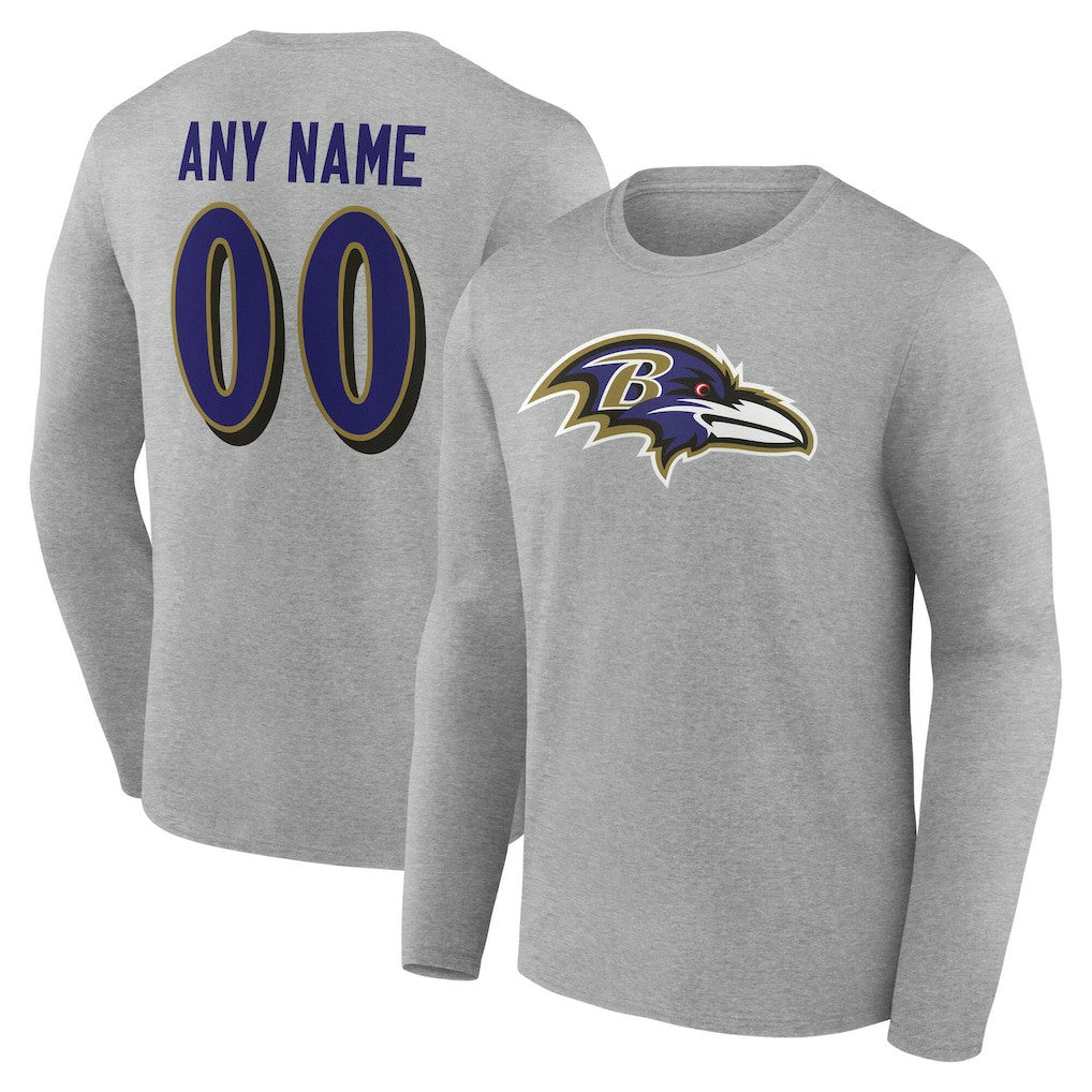 Baltimore Ravens Team Authentic Personalized Name & Number Long Sleeve T-Shirt | NFL Outlet