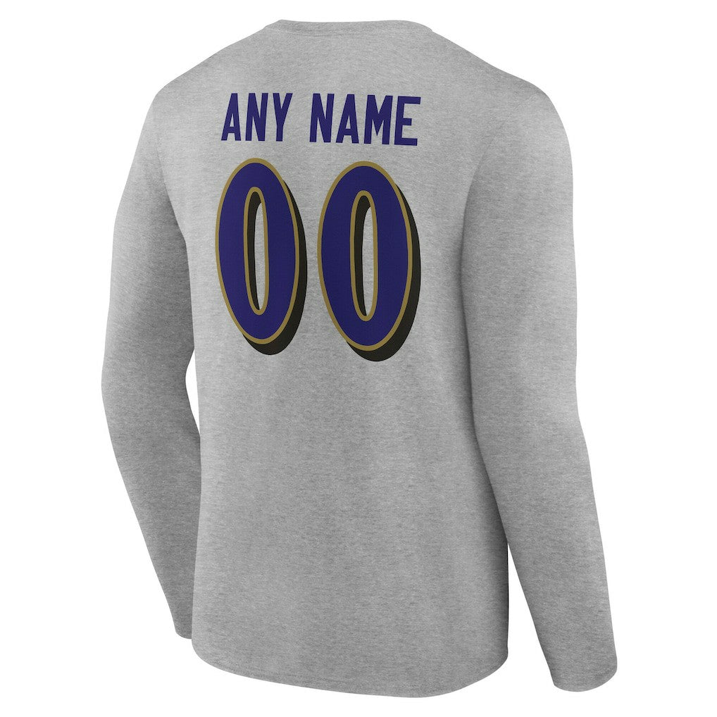 Baltimore Ravens Team Authentic Personalized Name & Number Long Sleeve T-Shirt | NFL Outlet