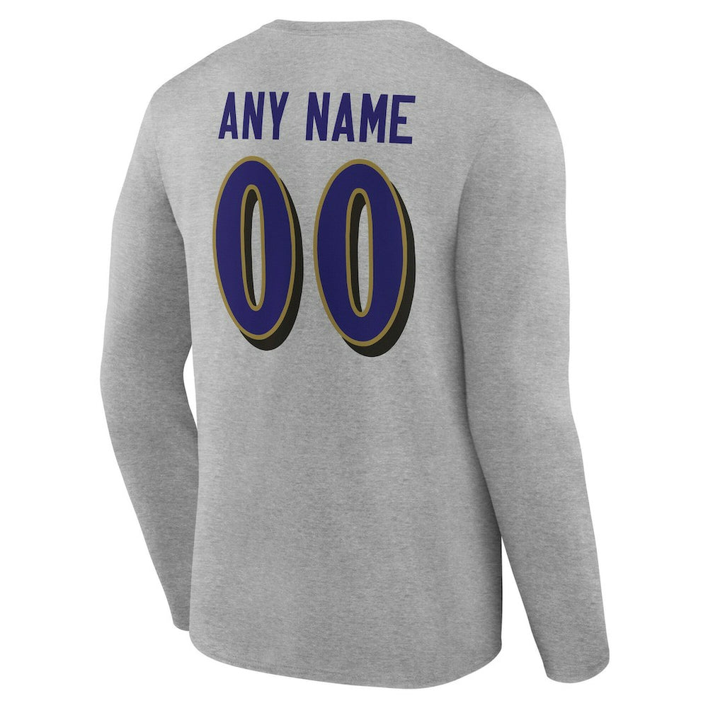 Baltimore Ravens Team Authentic Personalized Name & Number Long Sleeve T-Shirt | NFL Outlet