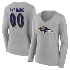 Baltimore Ravens Women's Team Authentic Personalized Name & Number Long Sleeve V-Neck T-Shirt | NFL Discount