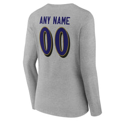 Baltimore Ravens Women's Team Authentic Personalized Name & Number Long Sleeve V-Neck T-Shirt | NFL Discount