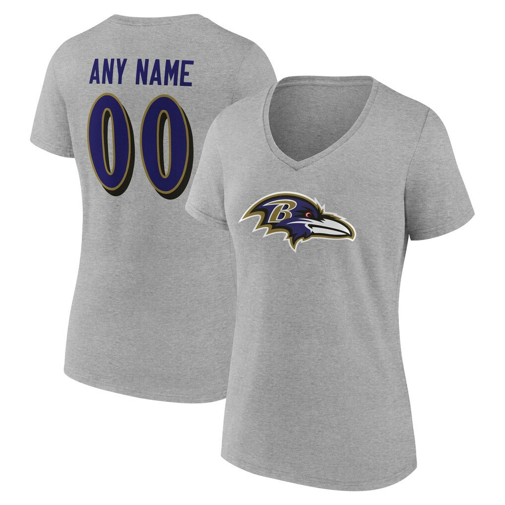 Baltimore Ravens Women's Team Authentic Personalized Name & Number V-Neck T-Shirt | NFL US