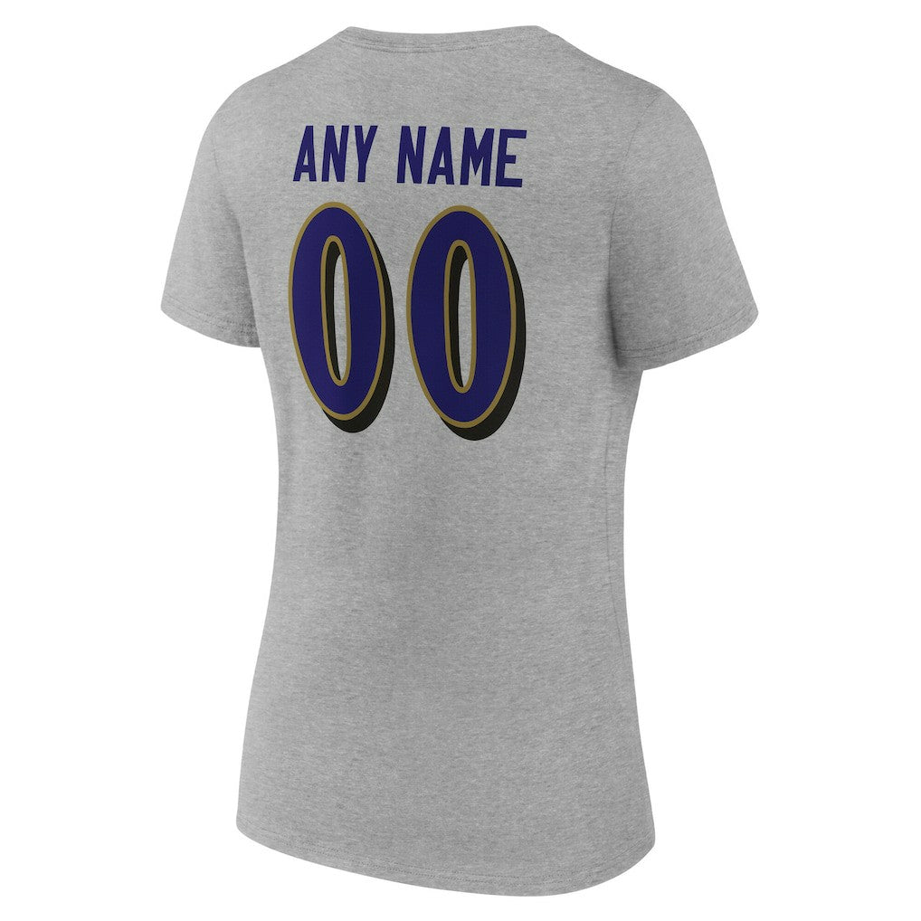 Baltimore Ravens Women's Team Authentic Personalized Name & Number V-Neck T-Shirt | NFL US