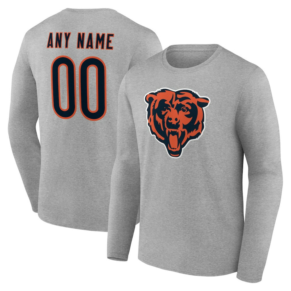 Chicago Bears Team Authentic Personalized Name & Number Long Sleeve T-Shirt | NFL New