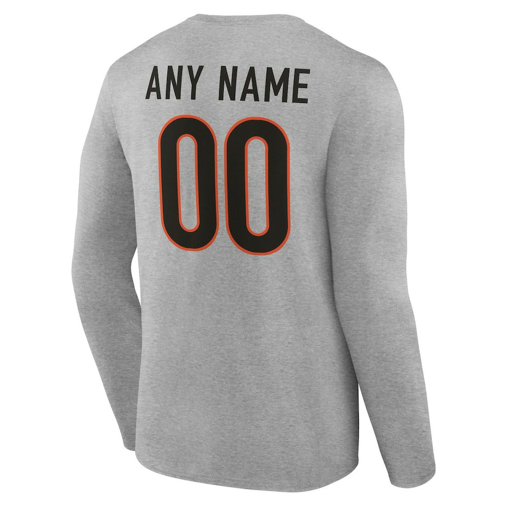 Cincinnati Bengals Team Authentic Personalized Name & Number Long Sleeve T-Shirt | NFL New