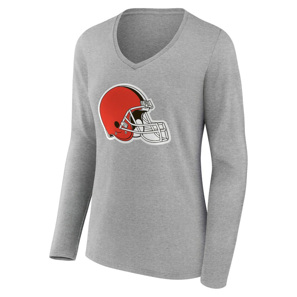 Cleveland Browns Women's Team Authentic Personalized Name & Number Long Sleeve V-Neck T-Shirt | NFL Hot