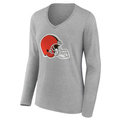 Cleveland Browns Women's Team Authentic Personalized Name & Number Long Sleeve V-Neck T-Shirt | NFL Hot