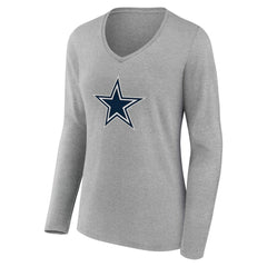 Dallas Cowboys Women's Team Authentic Personalized Name & Number Long Sleeve V-Neck T-Shirt | NFL Near me