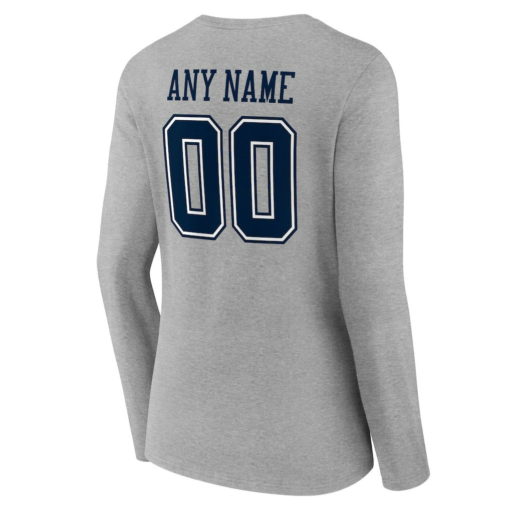 Dallas Cowboys Women's Team Authentic Personalized Name & Number Long Sleeve V-Neck T-Shirt | NFL Near me