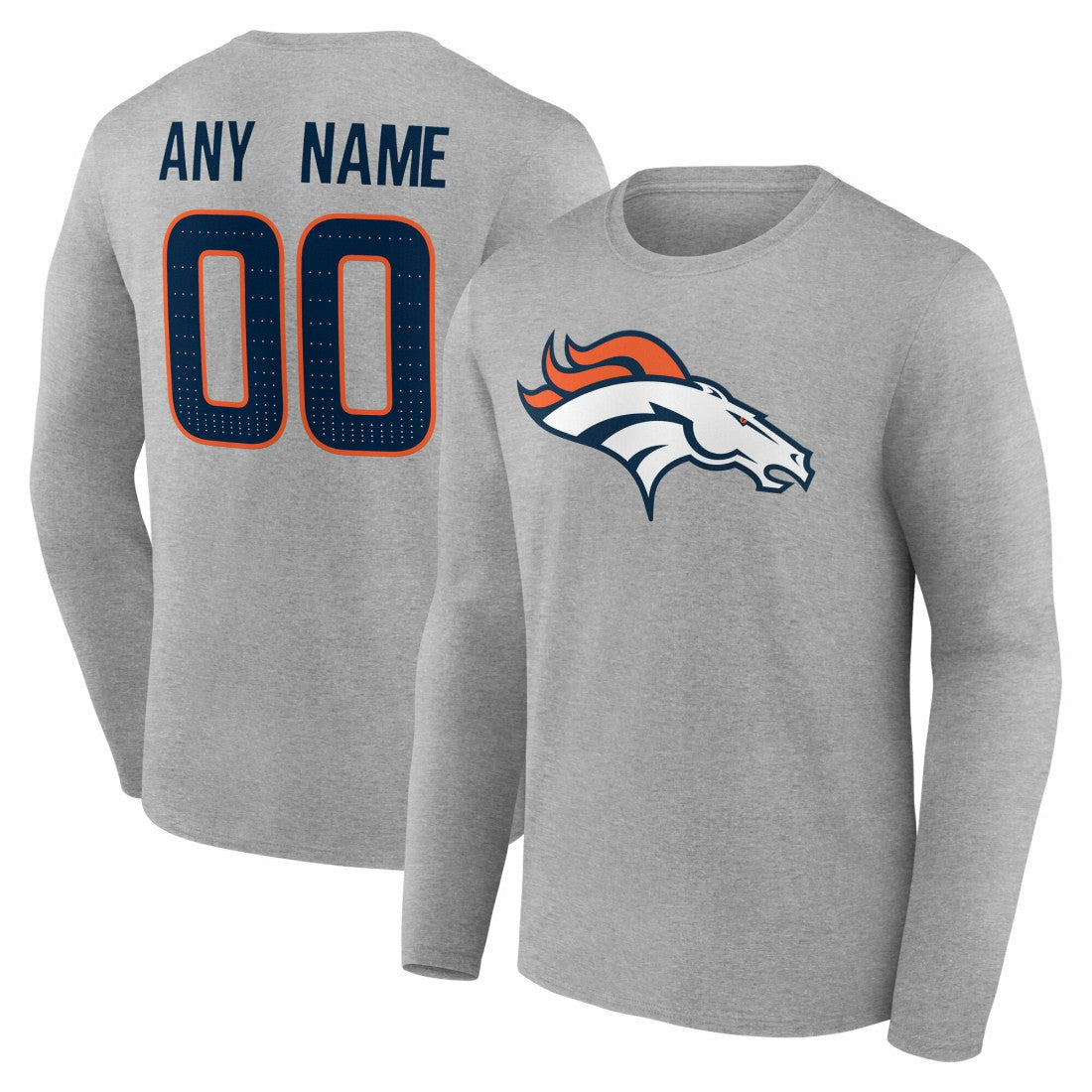 Denver Broncos Team Authentic Personalized Name & Number Long Sleeve T-Shirt | NFL US