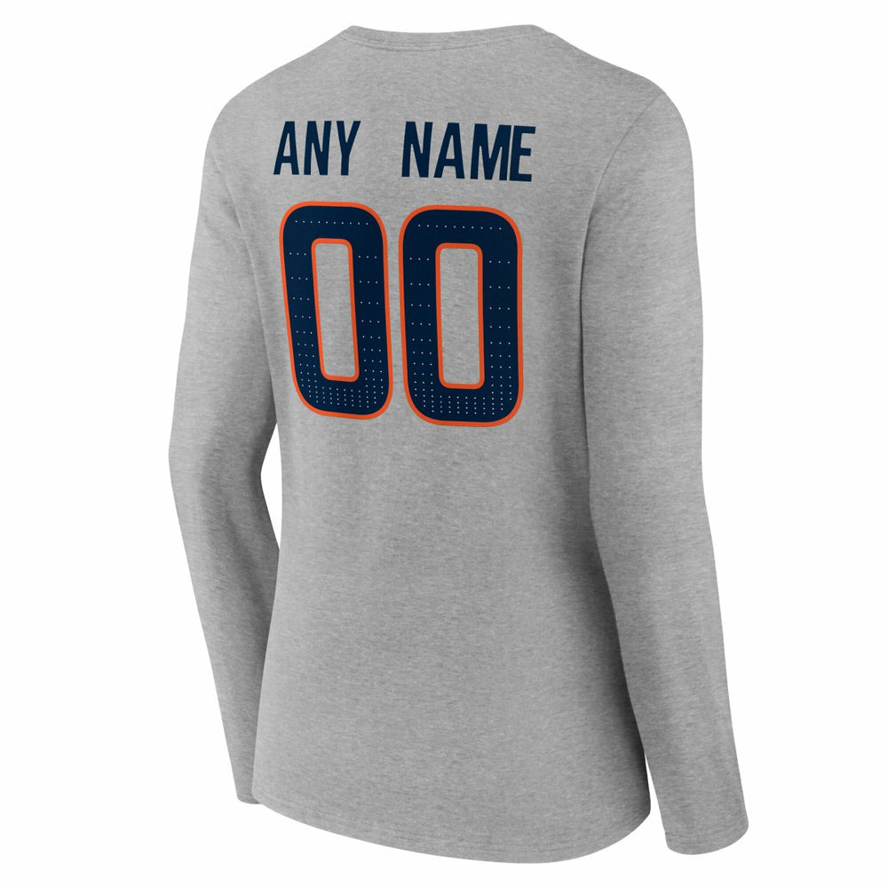 Denver Broncos Women's Team Authentic Personalized Name & Number Long Sleeve V-Neck T-Shirt | NFL New