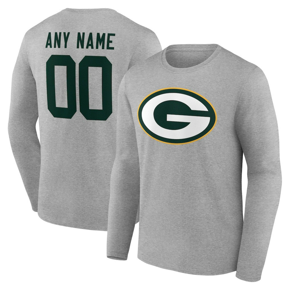 Green Bay Packers Team Authentic Personalized Name & Number Long Sleeve T-Shirt | NFL Sale