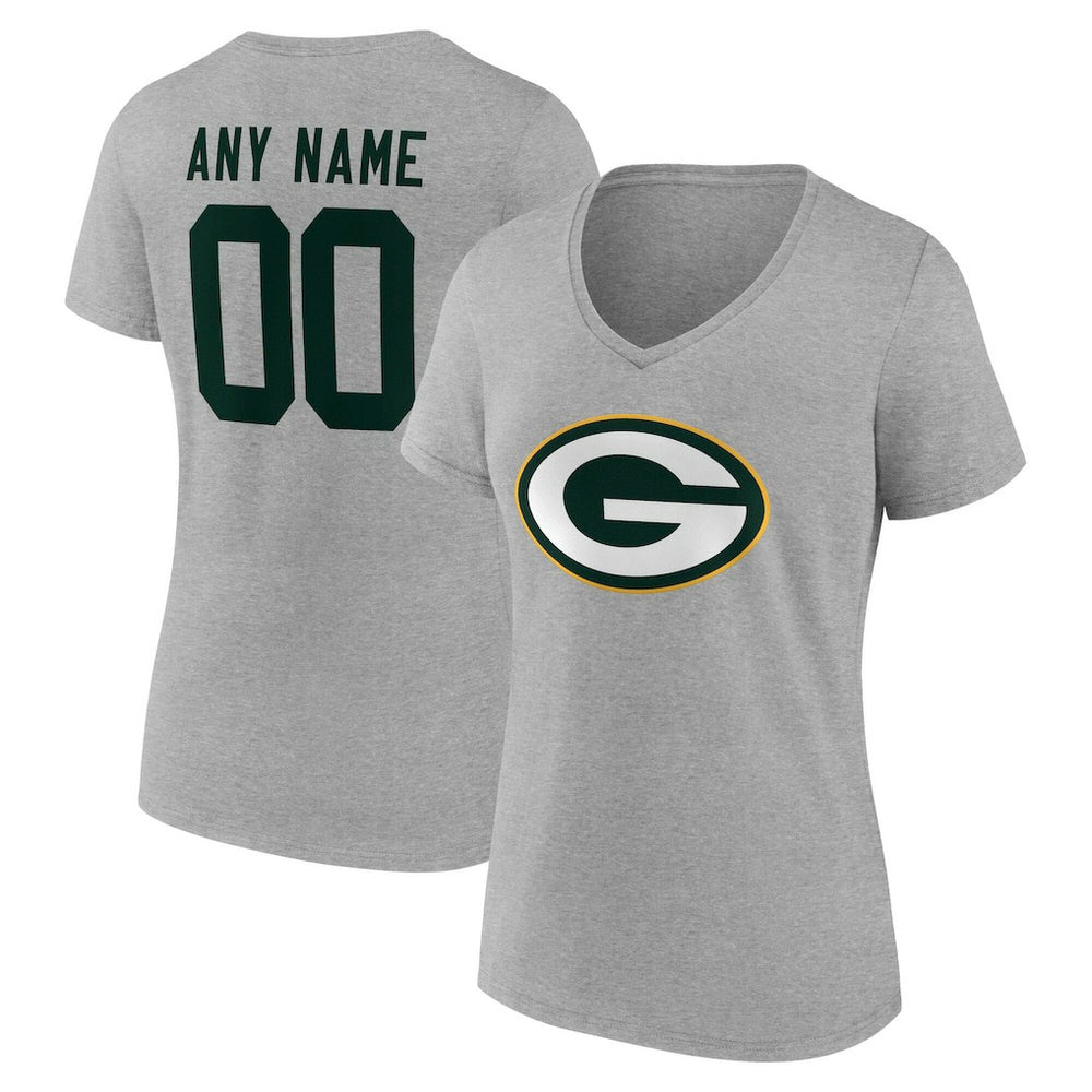 Green Bay Packers Women's Team Authentic Personalized Name & Number V-Neck T-Shirt | NFL New