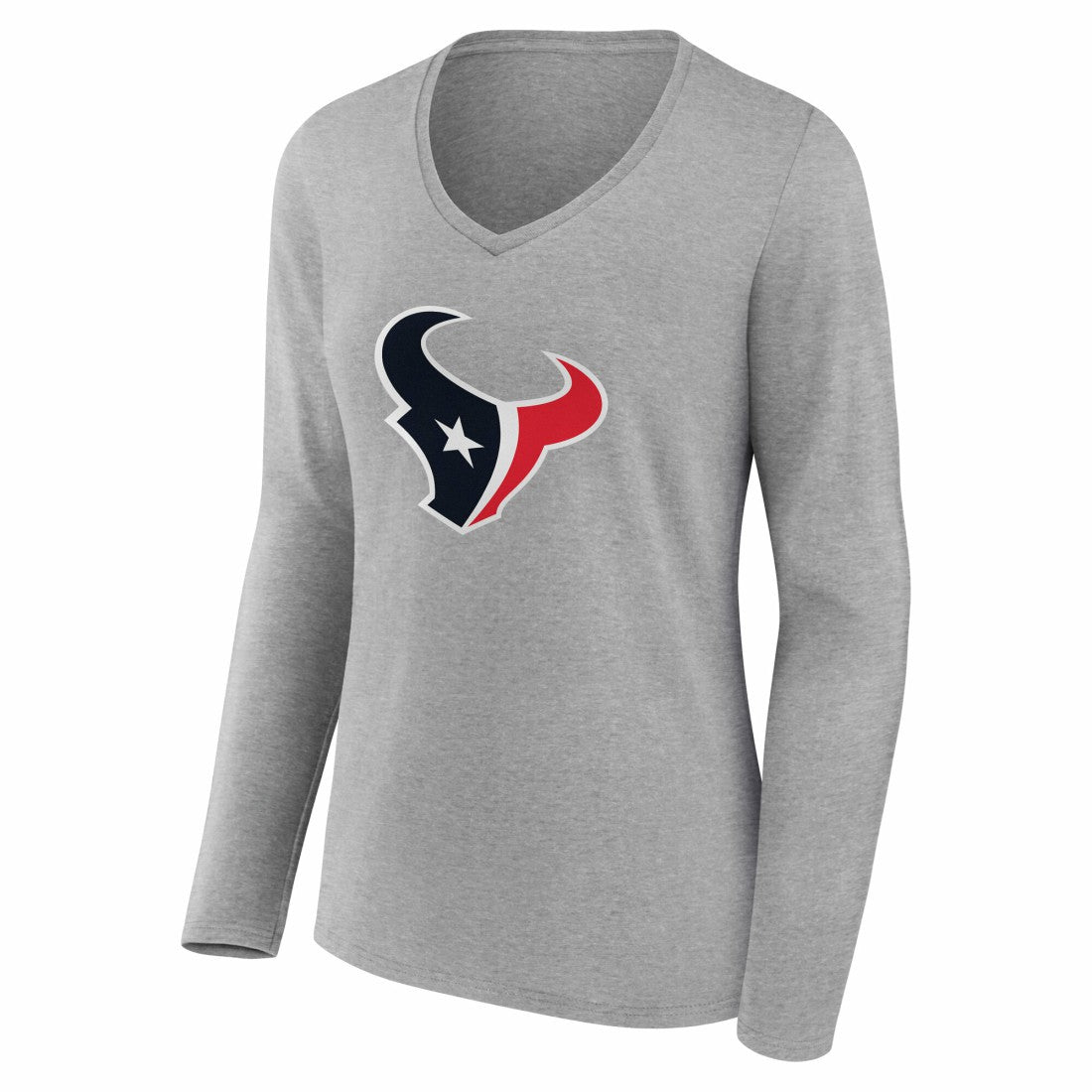 Houston Texans Women's Team Authentic Personalized Name & Number Long Sleeve V-Neck T-Shirt | NFL Discount